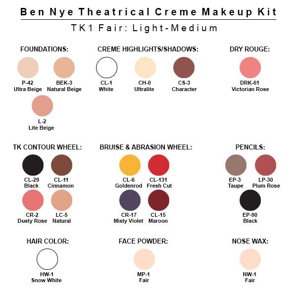 Ben Nye Theatrical Creme Makeup Kit, Fair: Light-Medium